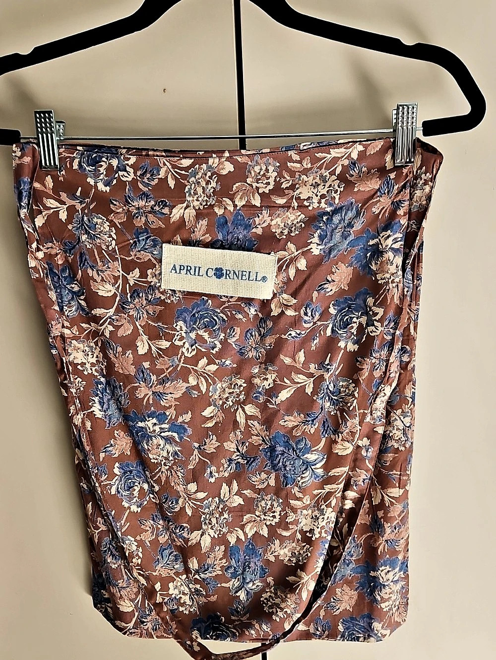 April Cornell Floral Tote/bag in Brown & Blue Like New
